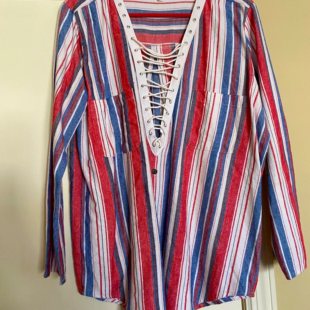 Stevie hender vertical striped blouse